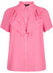 Short sleeve shirt blouse with ruffles, Pink Power, Packshot image number 0