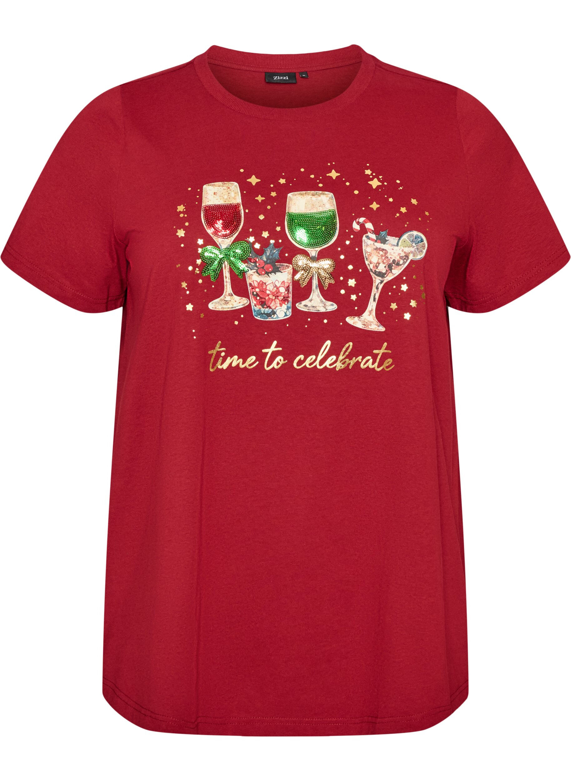 ZizzifashionChristmas t-shirt in organic cotton, Red, Packshot image number 0