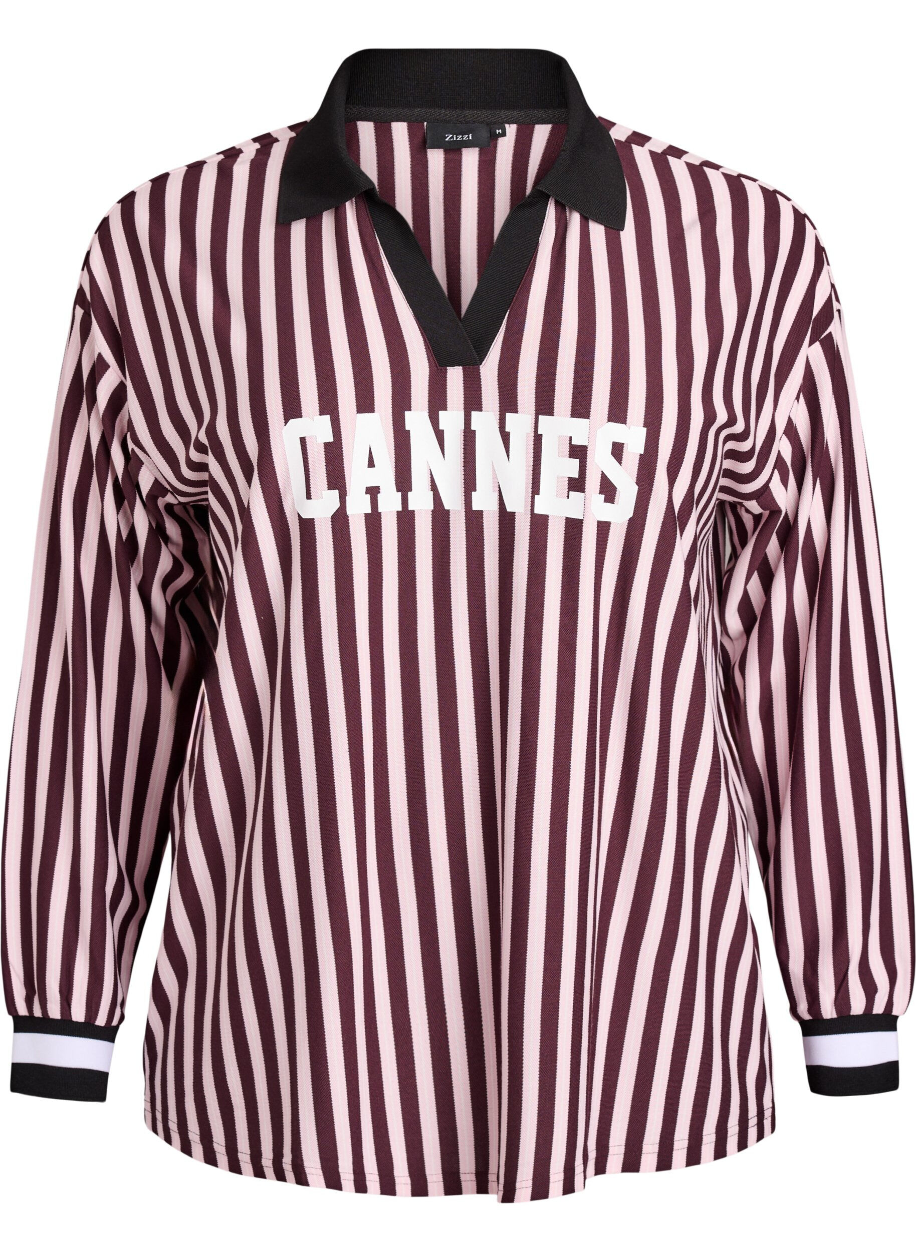 Polo shirt with stripes and text print