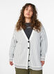 Knitted cardigan with stripes and a back motif, White, Model image number 0