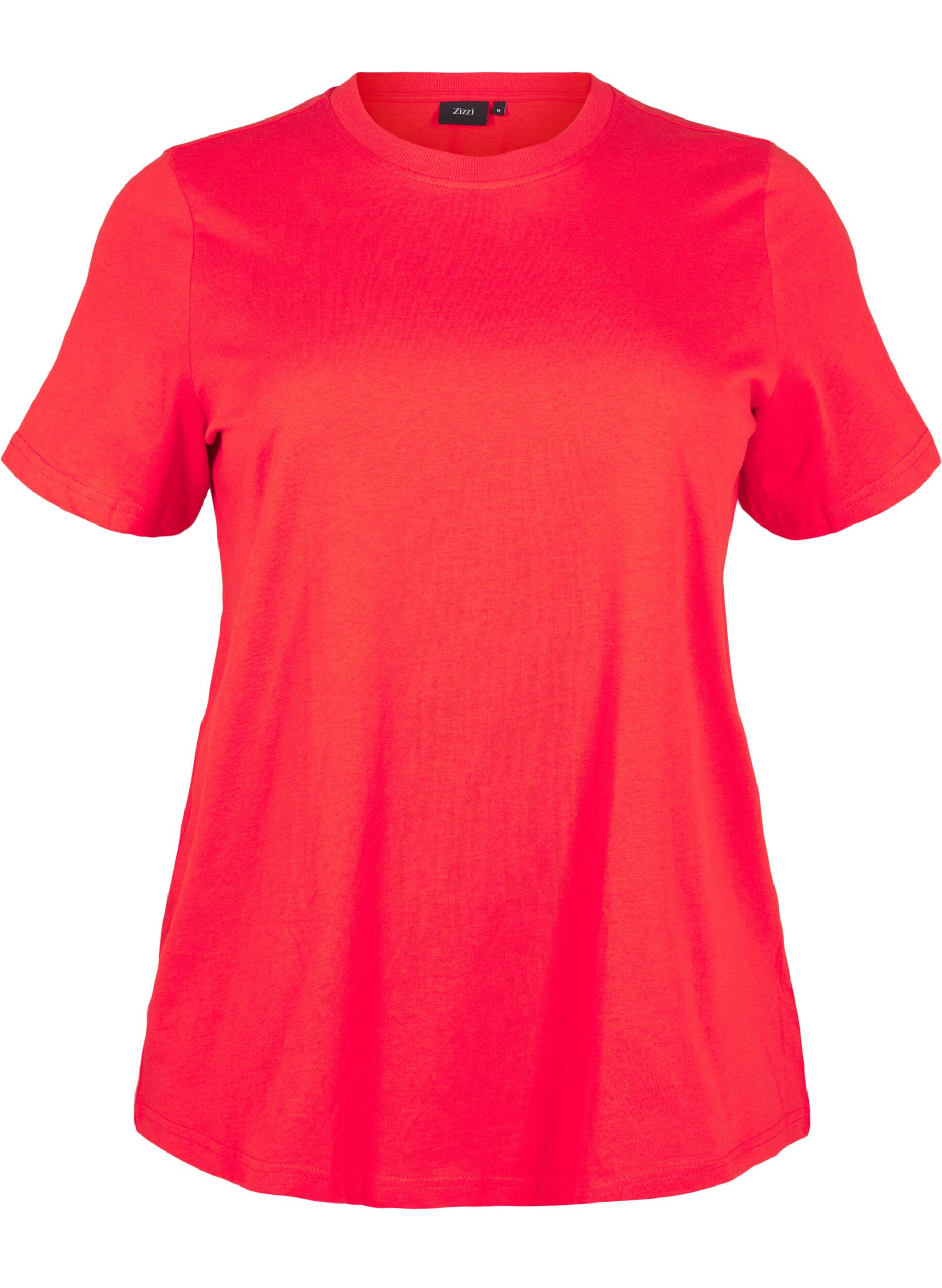 ZizzifashionBasic cotton T-shirt with round neck, Red, Packshot image number 0