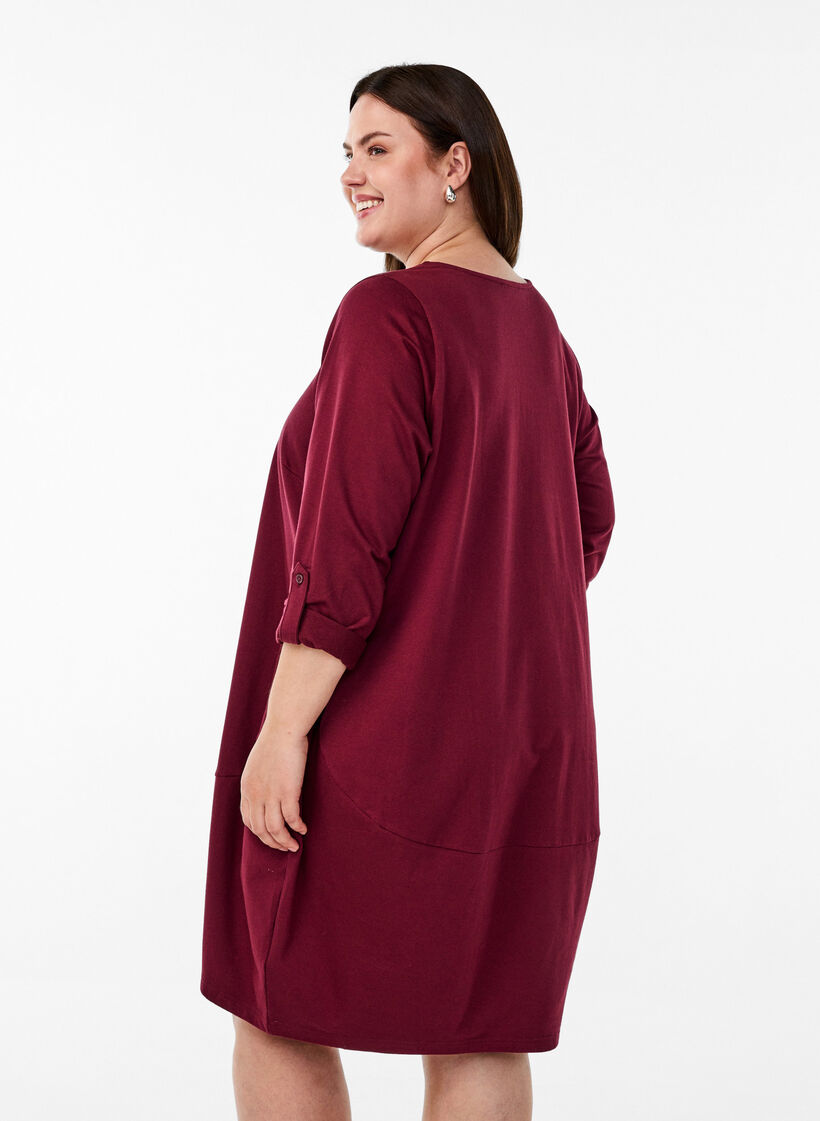 Balloon dress with pockets, Dark Bordeaux, Model image number 2