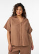 Cotton muslin blouse with short sleeves, Brown, Model image number 0
