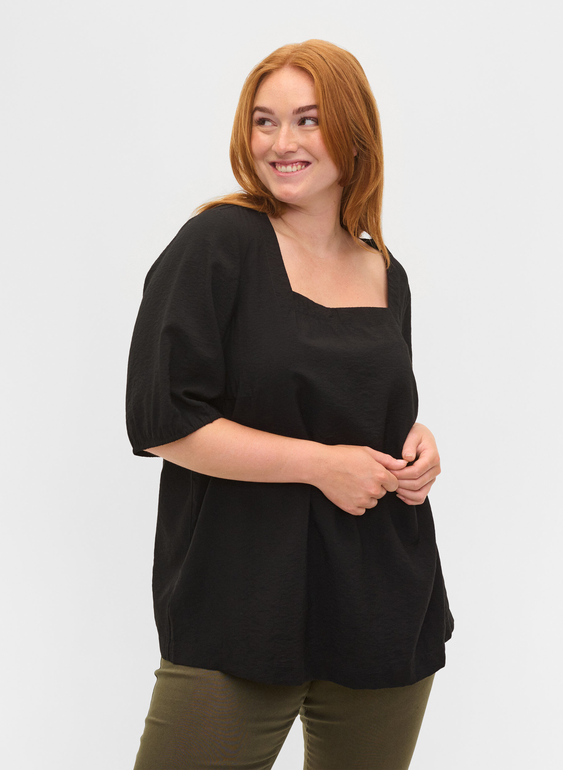 Zizzifashion Balloon sleeve blouse, Black, Model image number 0
