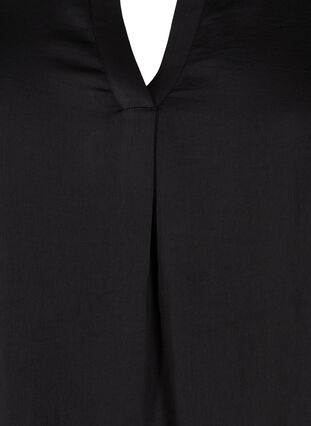 Blouse with 3/4 sleeves and V-neck, Black, Packshot image number 2