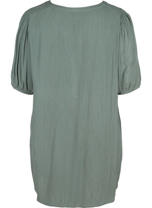 Viscose tunic with V-neck and buttons, Balsam Green, Packshot image number 1