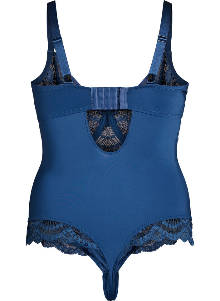 Underwired lace body with strap detail, Blue, Packshot image number 1