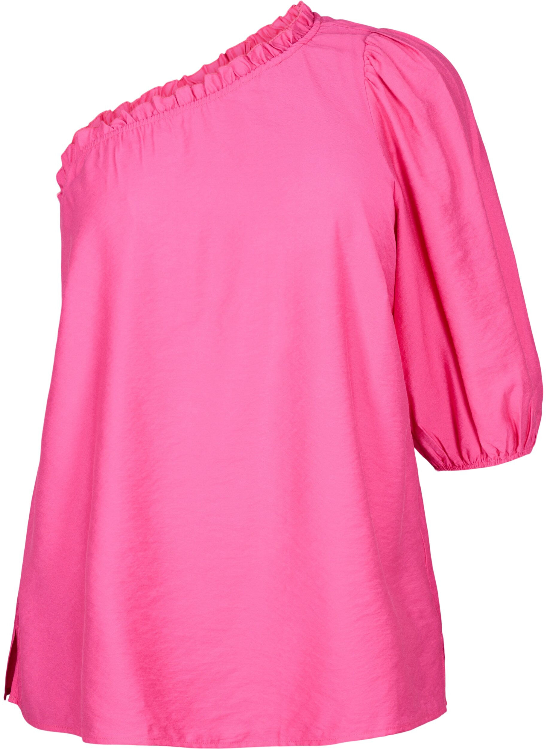 Zizzifashion One-shoulder blouse in viscose, Pink, Packshot image number 0