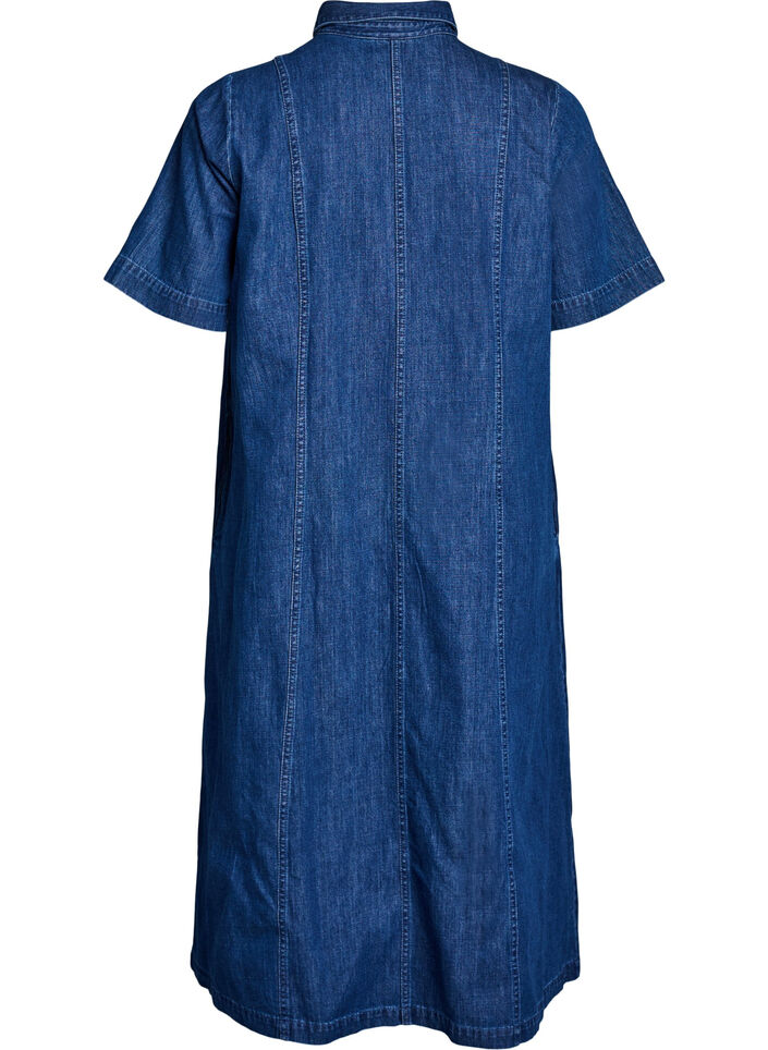 Midi-length denim shirt dress, Blue, Packshot image number 1