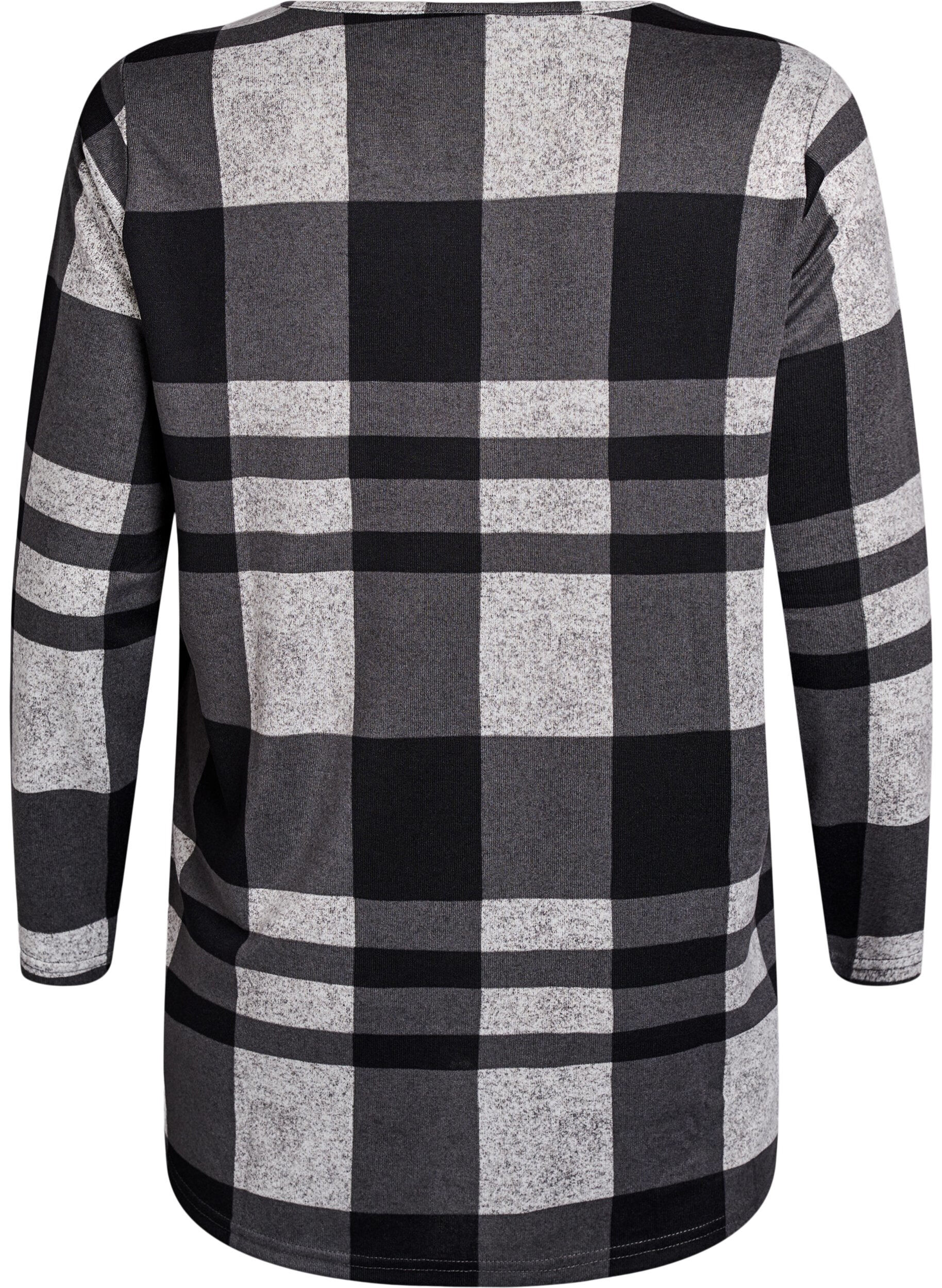 Zizzifashion Patterned blouse with long sleeves, Grey, Packshot image number 1