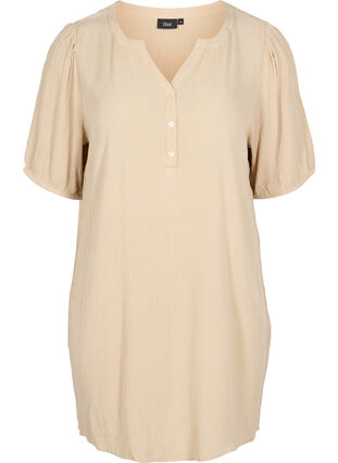 Viscose tunic with V-neck and buttons, Humus, Packshot image number 0