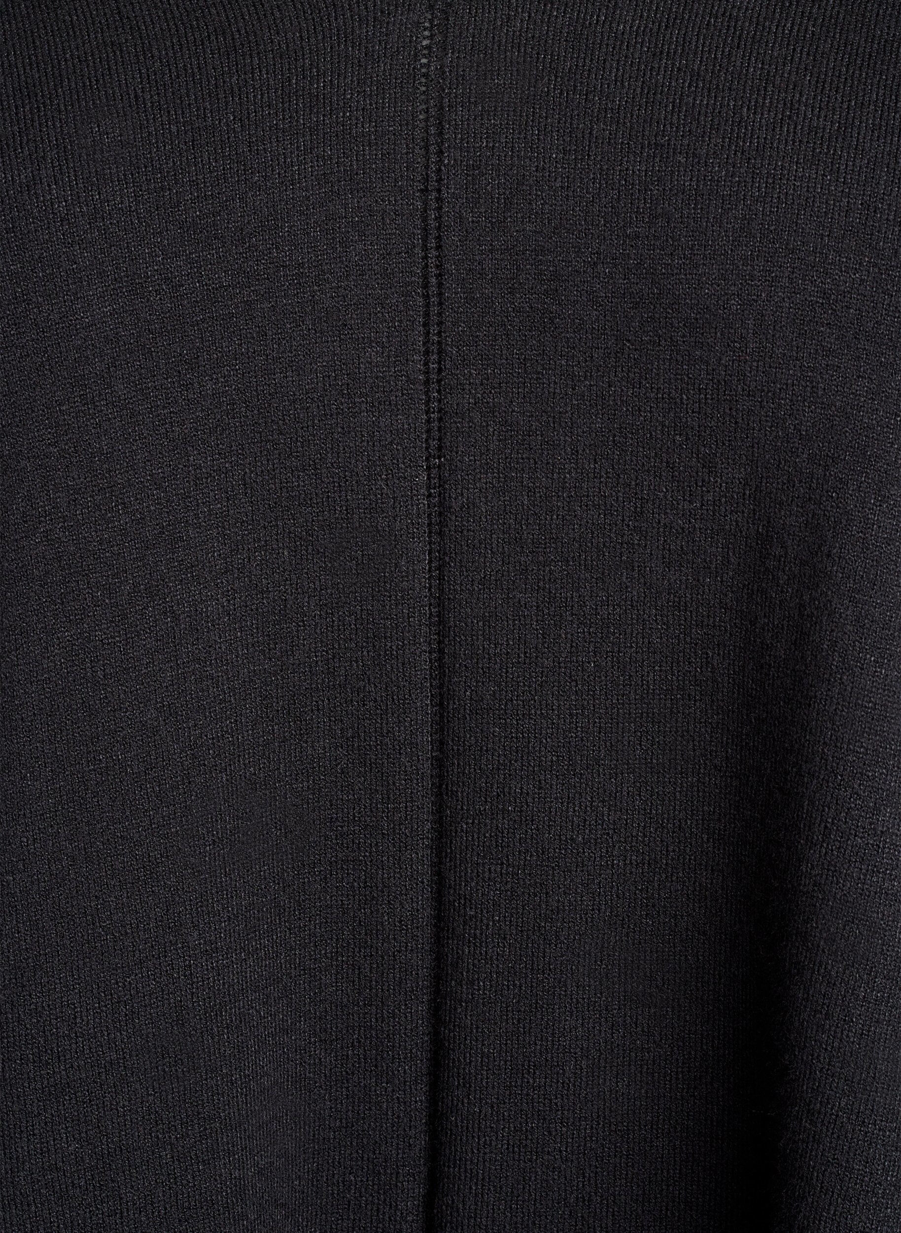 Zizzifashion Fine-knit blouse with v-neck and front detail, Black, Packshot image number 2