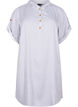 Short-sleeved viscose tunic with hood, Blue White Stripe, Packshot image number 0