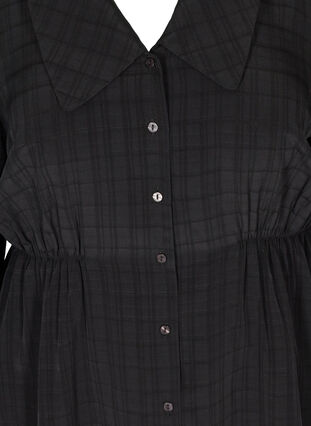 Shirt with 3/4 length puff sleeves and a collar, Black, Packshot image number 2
