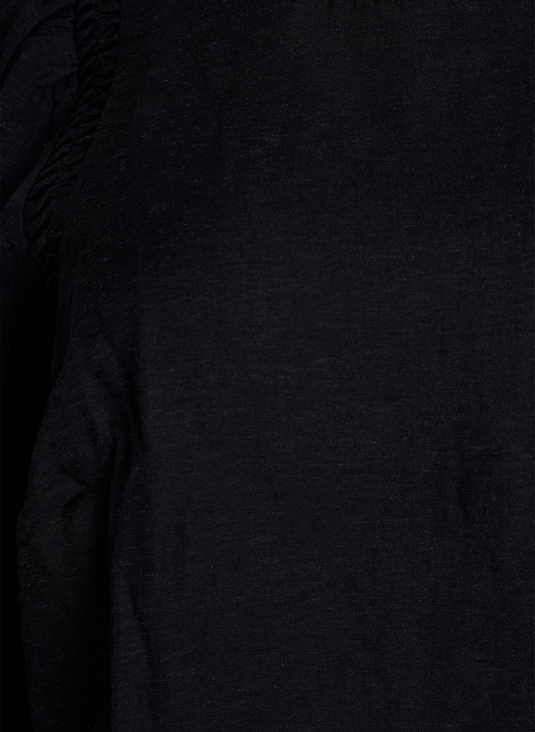 Zizzifashion Viscose blend blouse with linen and gathered shoulders, Black, Packshot image number 2