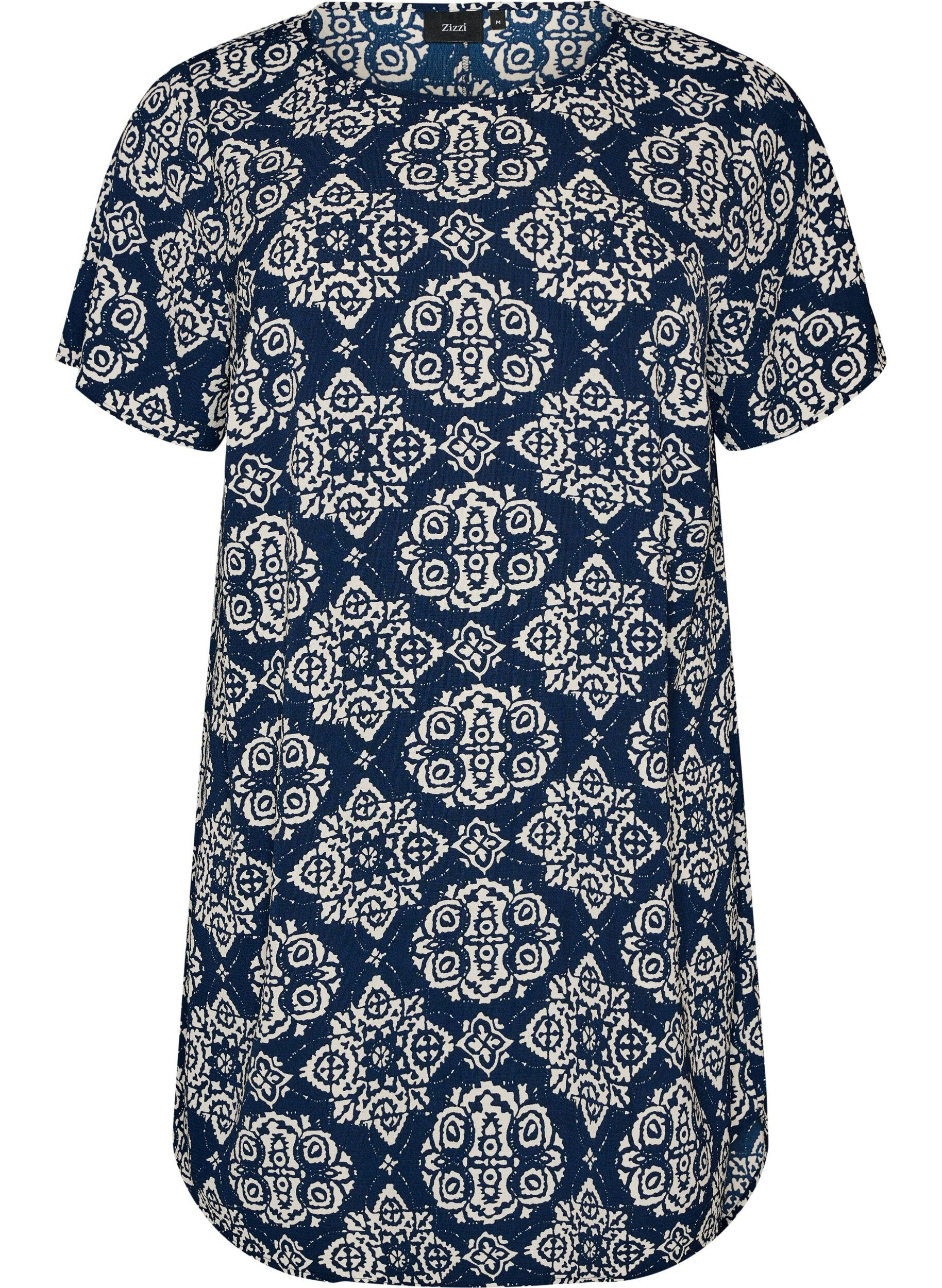 Zizzifashion Dress with print and short sleeves, Blue, Packshot image number 0
