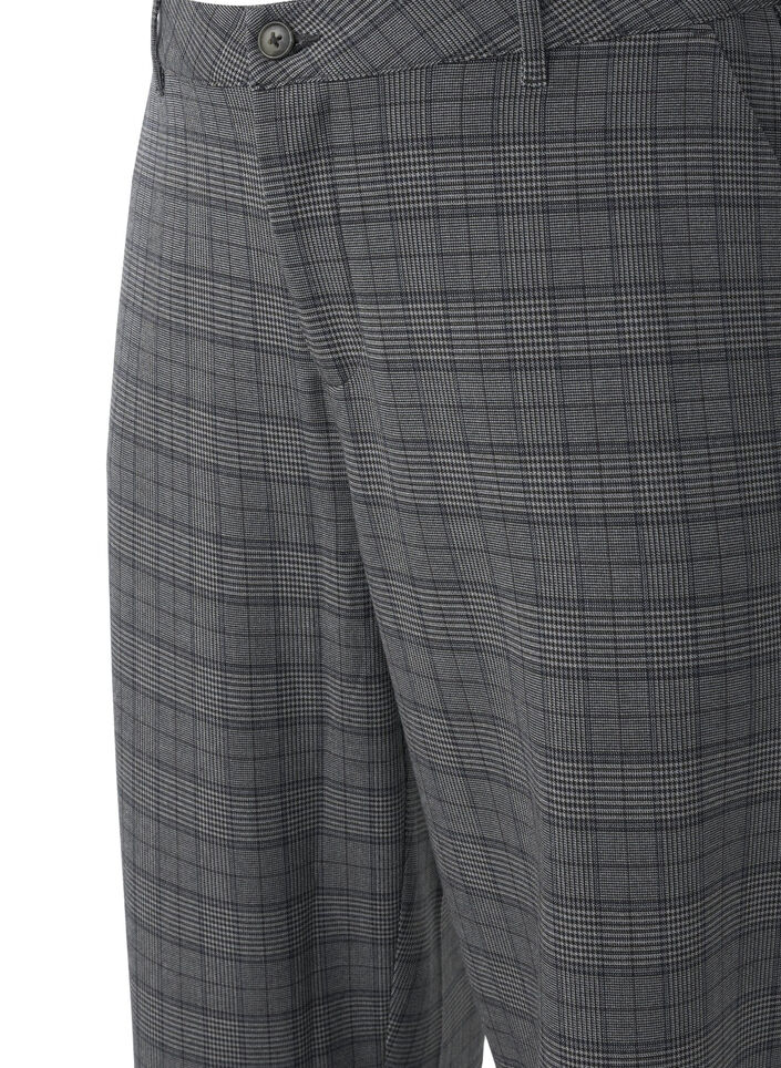 Checked trousers with high waist and straight legs, Check, Packshot image number 2