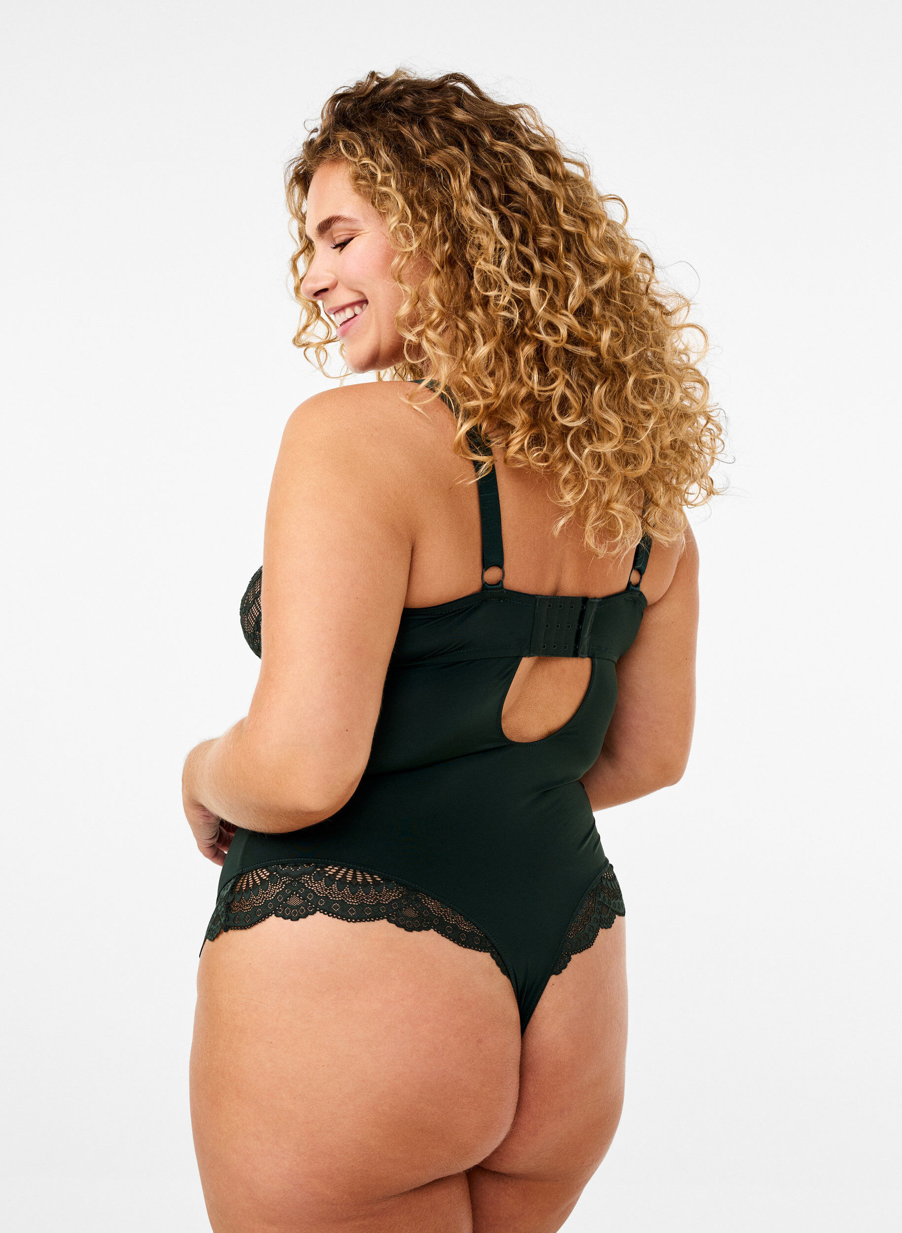 Zizzifashion Bodystocking with underwire and string detail, Scarab, Model image number 1