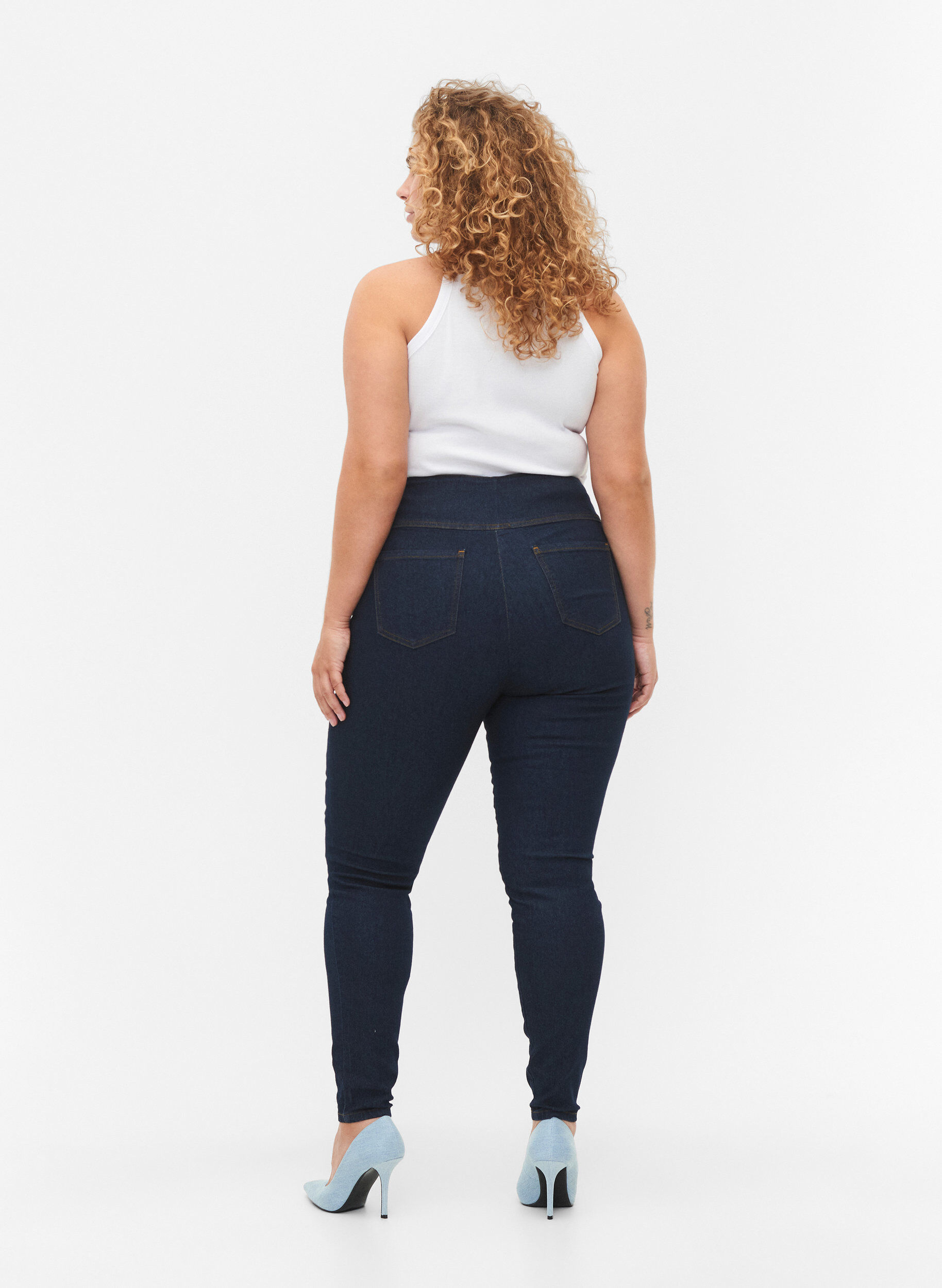 Zizzifashion Stretchy cotton blend jeggings, Dark blue, Model image number 1