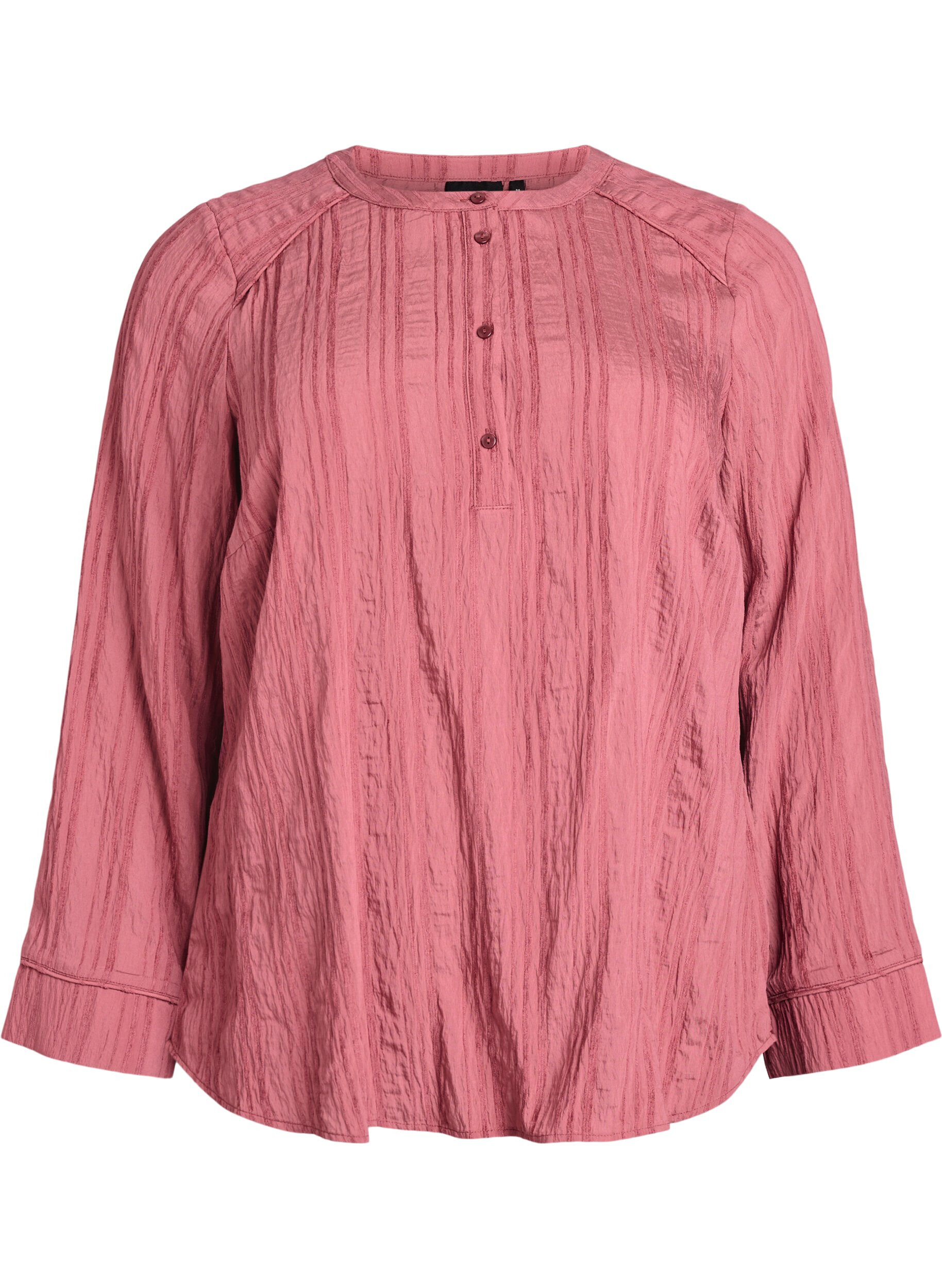 Blouse with tone-on-tone texture and buttons