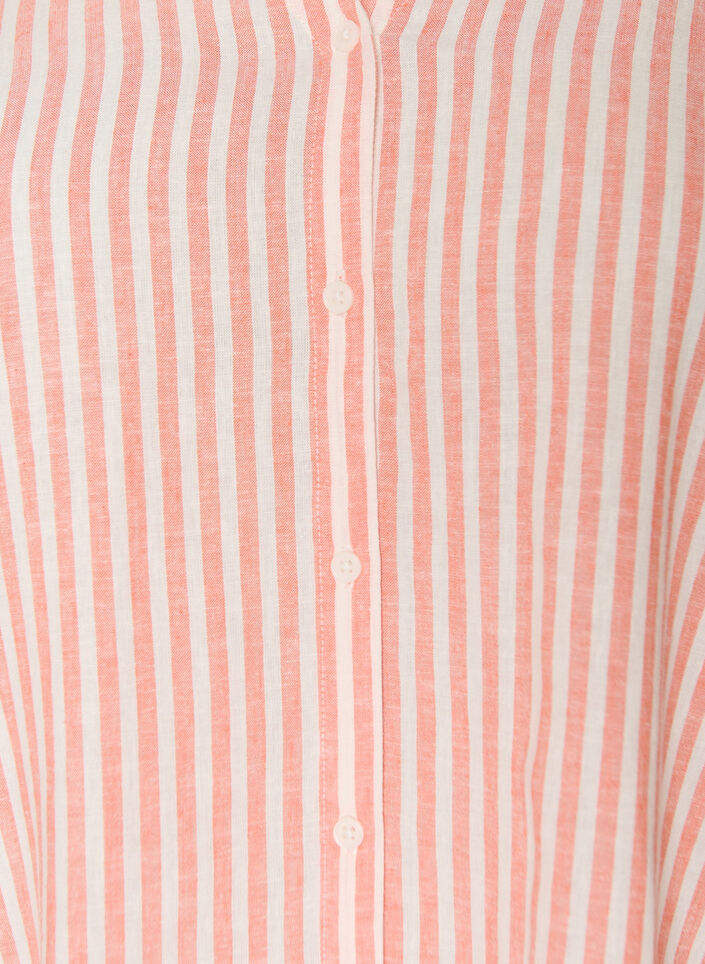Blouse in linen and viscose with V-neck, Coral, Packshot image number 2