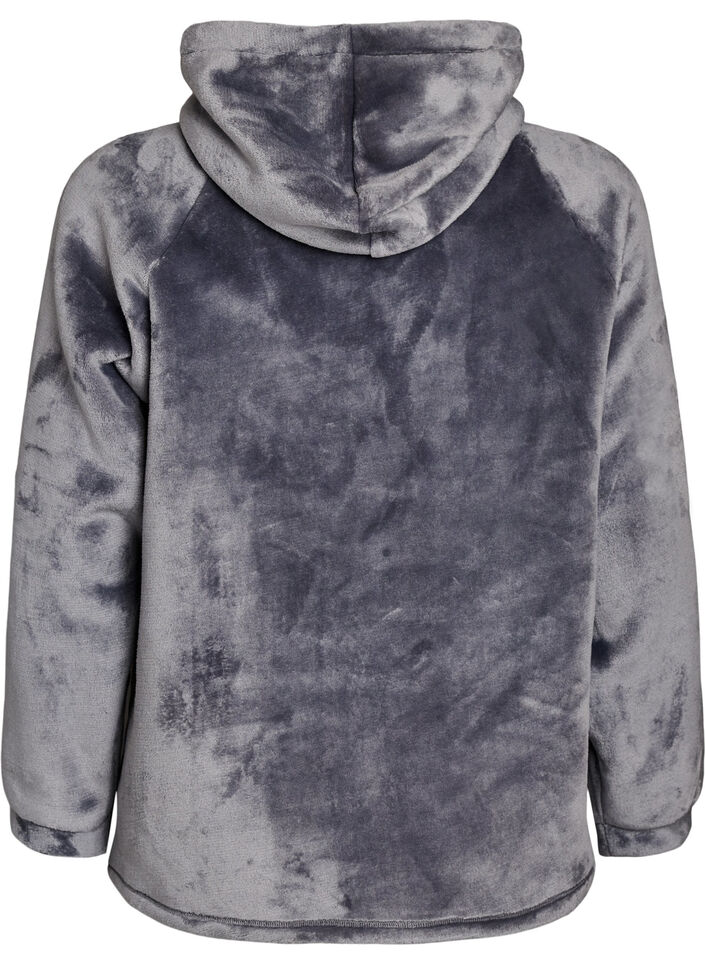 Velour hoodie with kangaroo pocket, Grey, Packshot image number 1