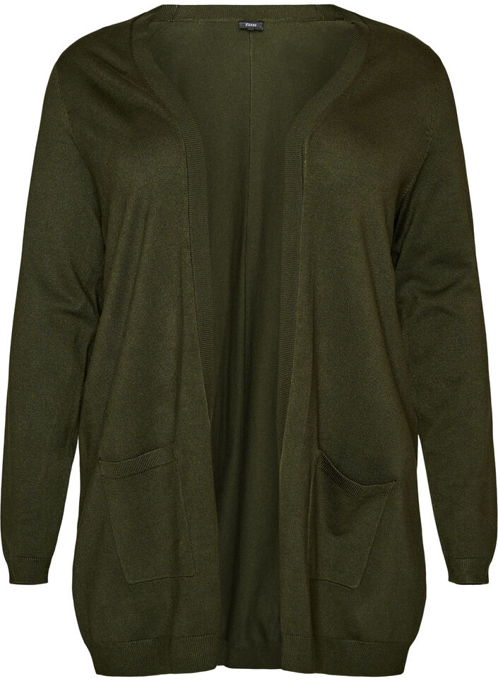 Long knitted cardigan in a viscose blend, Green, Packshot image number 0