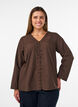 Shirt blouse with broderie anglaise, Brown, Model image number 0