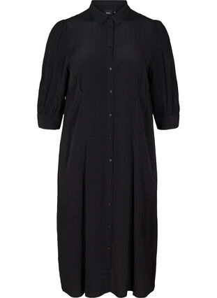 Viscose shirt dress, Black, Packshot image number 0