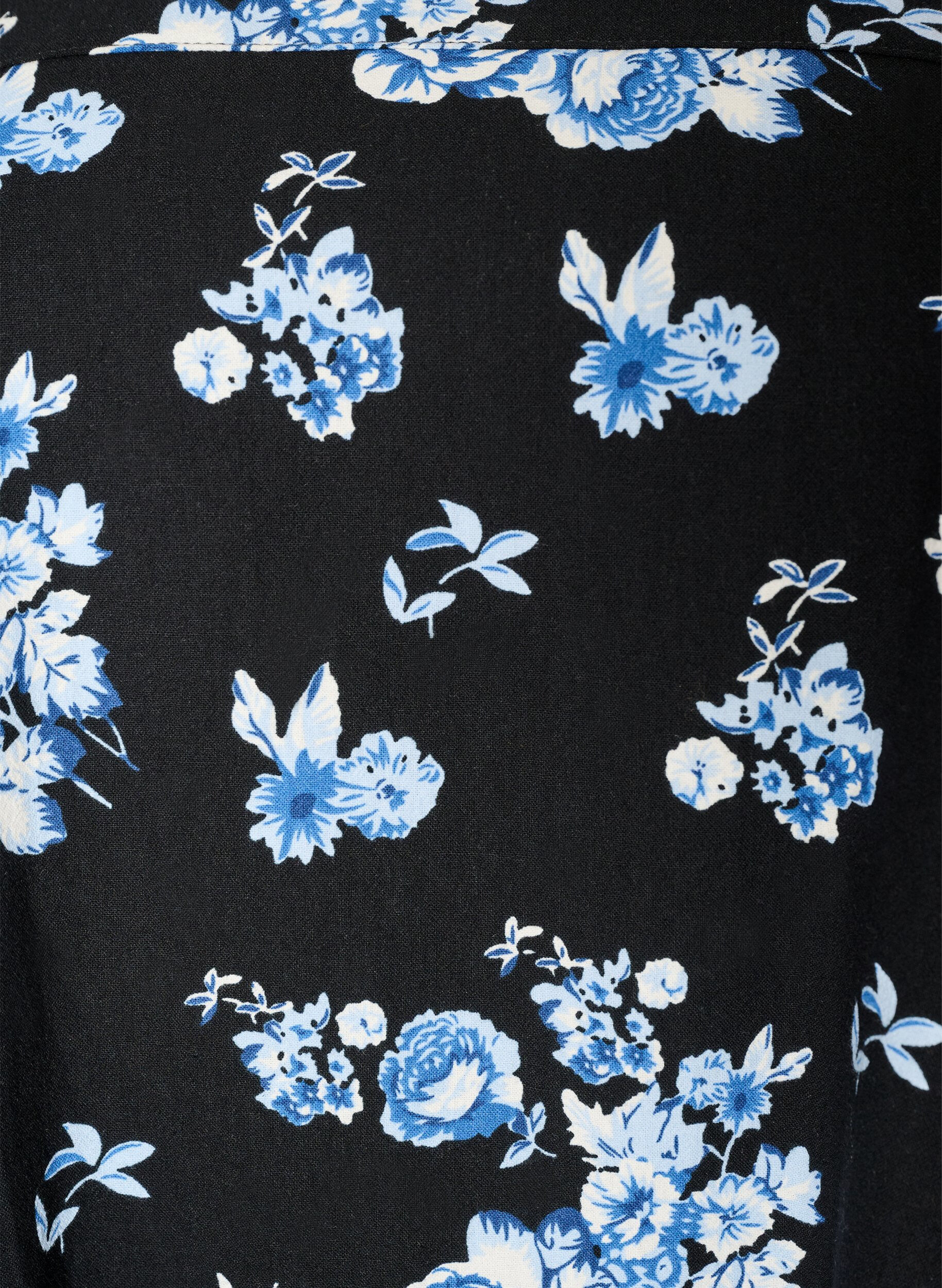 Zizzifashion Short-sleeved cotton dress with print, Black, Packshot image number 2