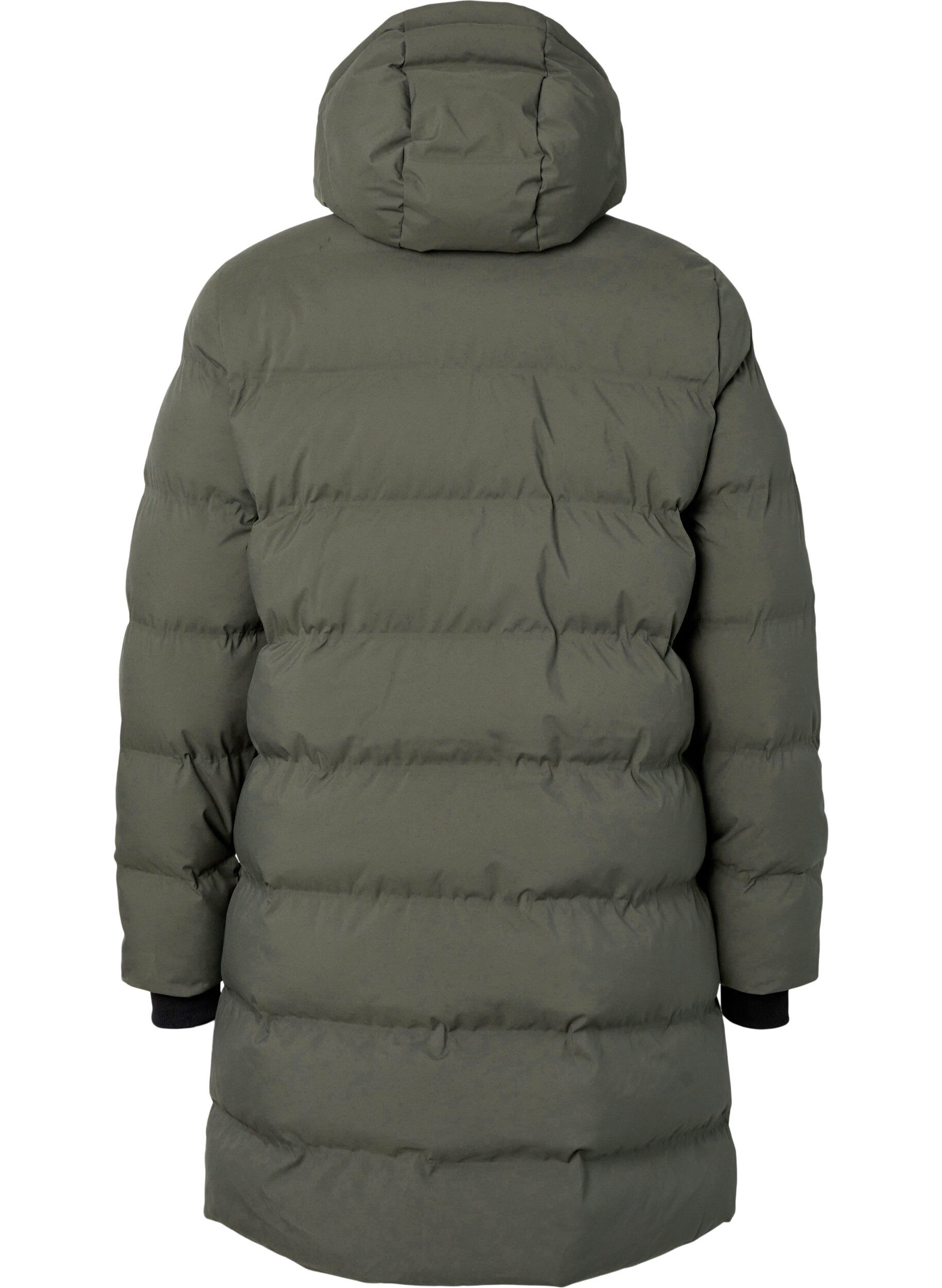 Zizzifashion Puffer coat with hood and pockets, Green, Packshot image number 1