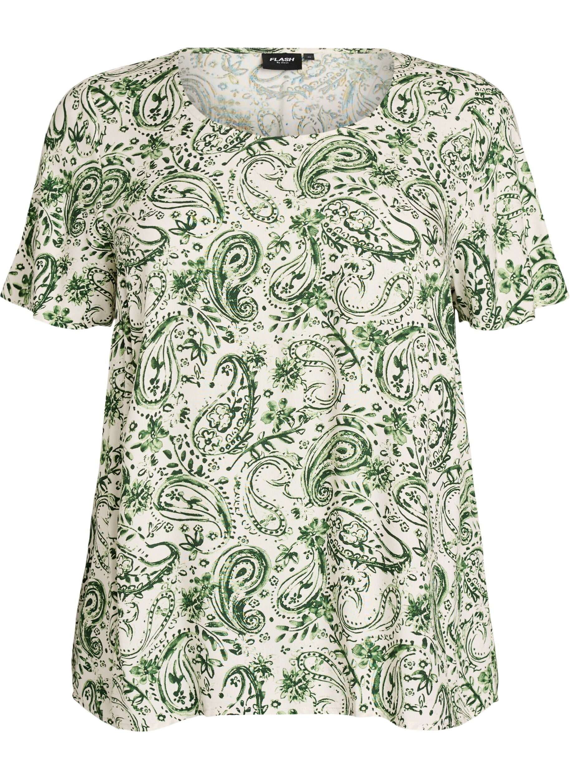 FLASH - Short sleeve viscose blouse with print
