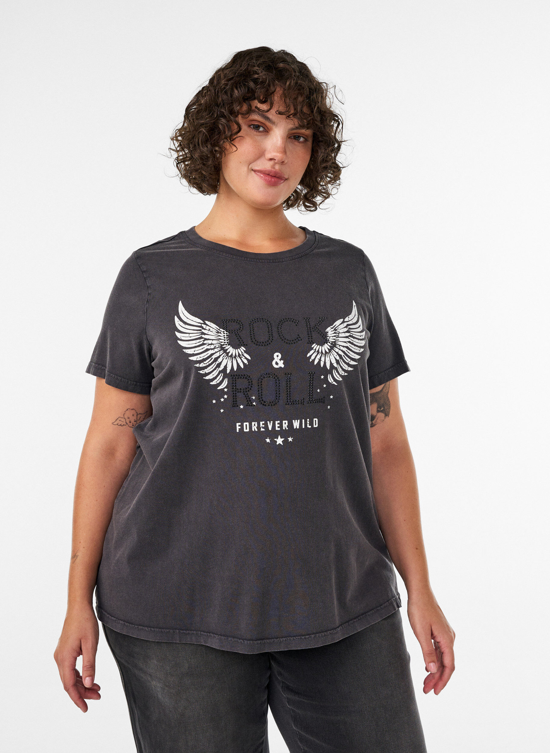 ZizzifashionOrganic cotton t-shirt with print, Black, Model image number 0