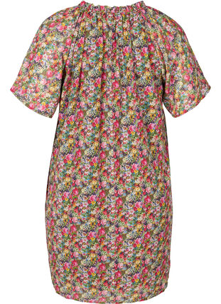 Short-sleeved tunic with floral print, Pink Flower AOP, Packshot image number 1