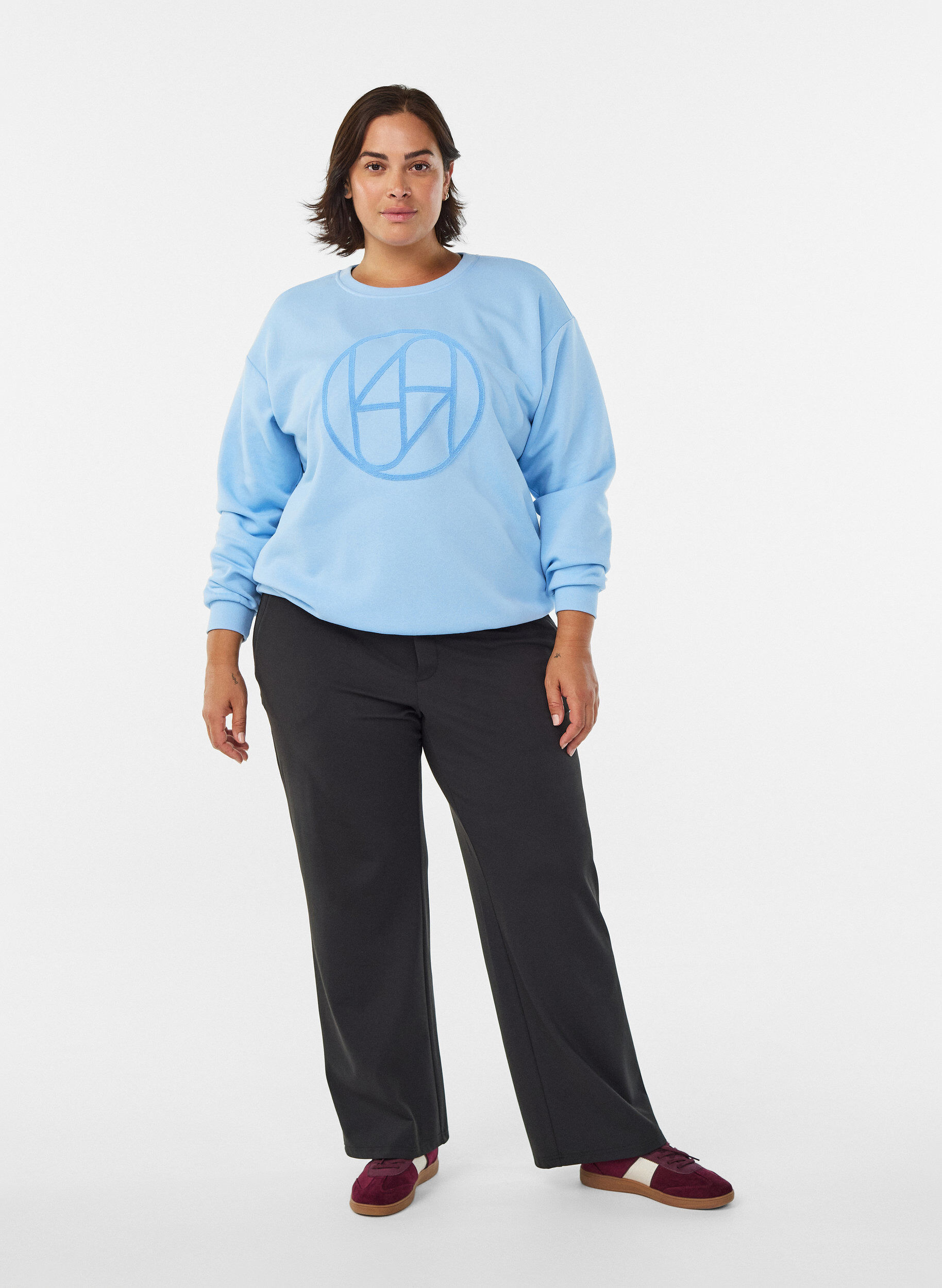 Zizzifashion Sweatshirt with front motif, Light Blue, Model image number 1