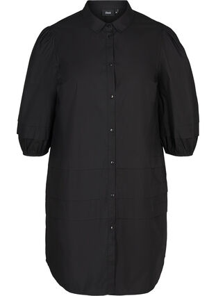 Cotton shirt dress, Black, Packshot image number 0