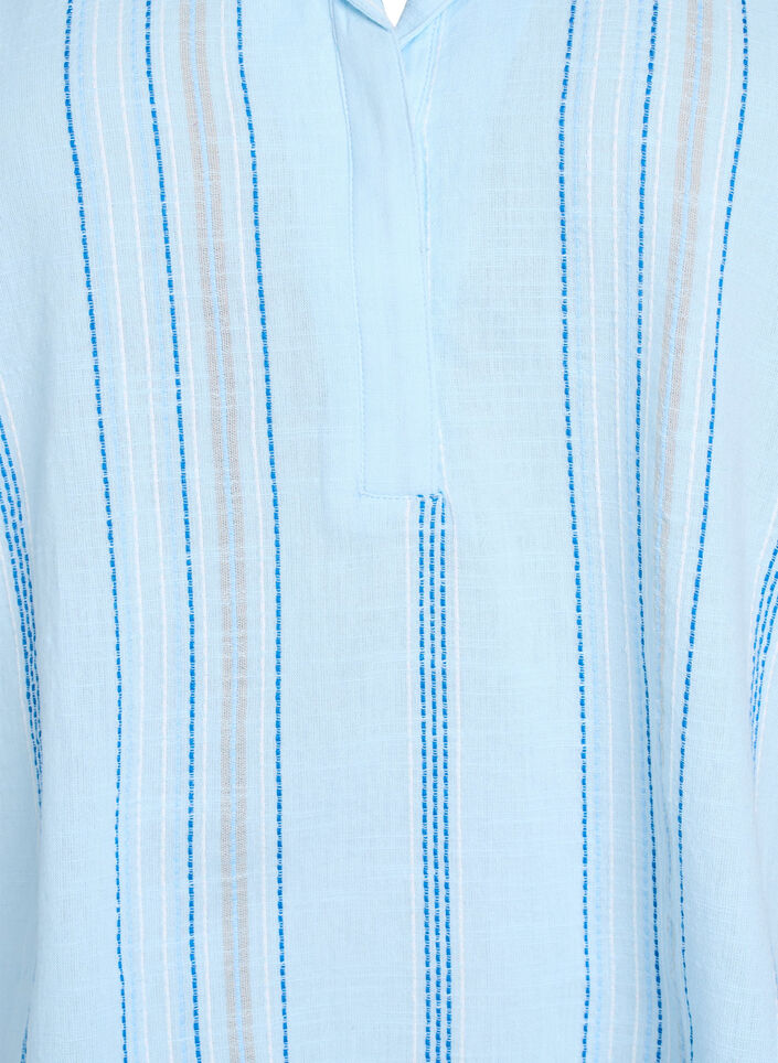 Blouse with collar and 3/4 sleeves, Light Blue, Packshot image number 2