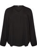 Viscose blouse with a V-neck and long sleeves, Black, Packshot image number 0