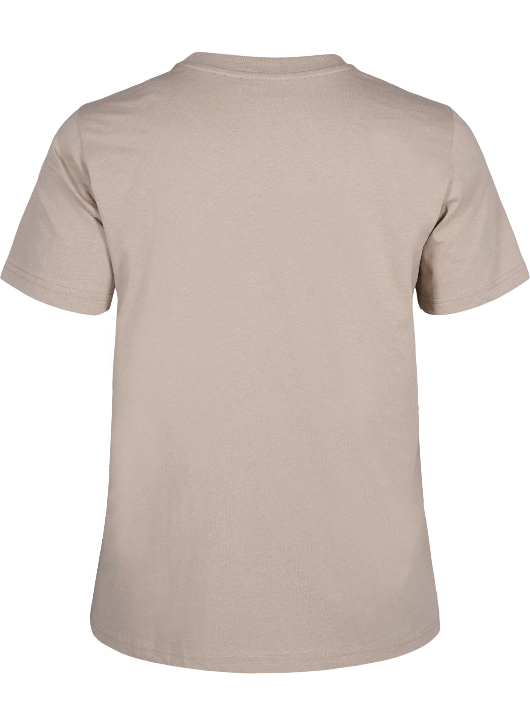 Zizzifashion Basic cotton T-shirt with round neck, Beige, Packshot image number 1