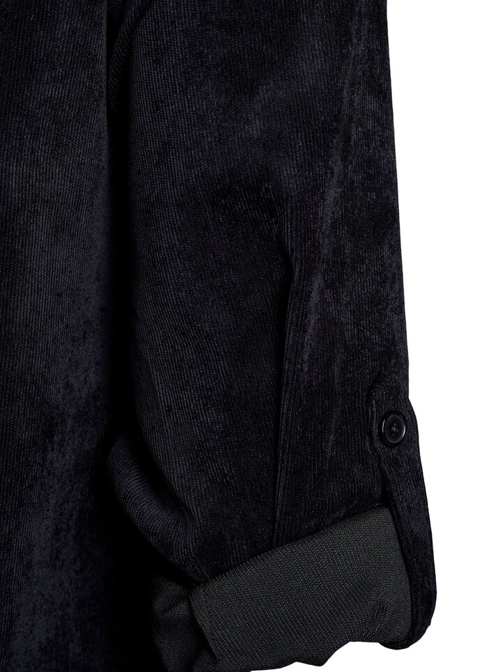 Velvet dress with zipper and 3/4 sleeves, Black, Packshot image number 3