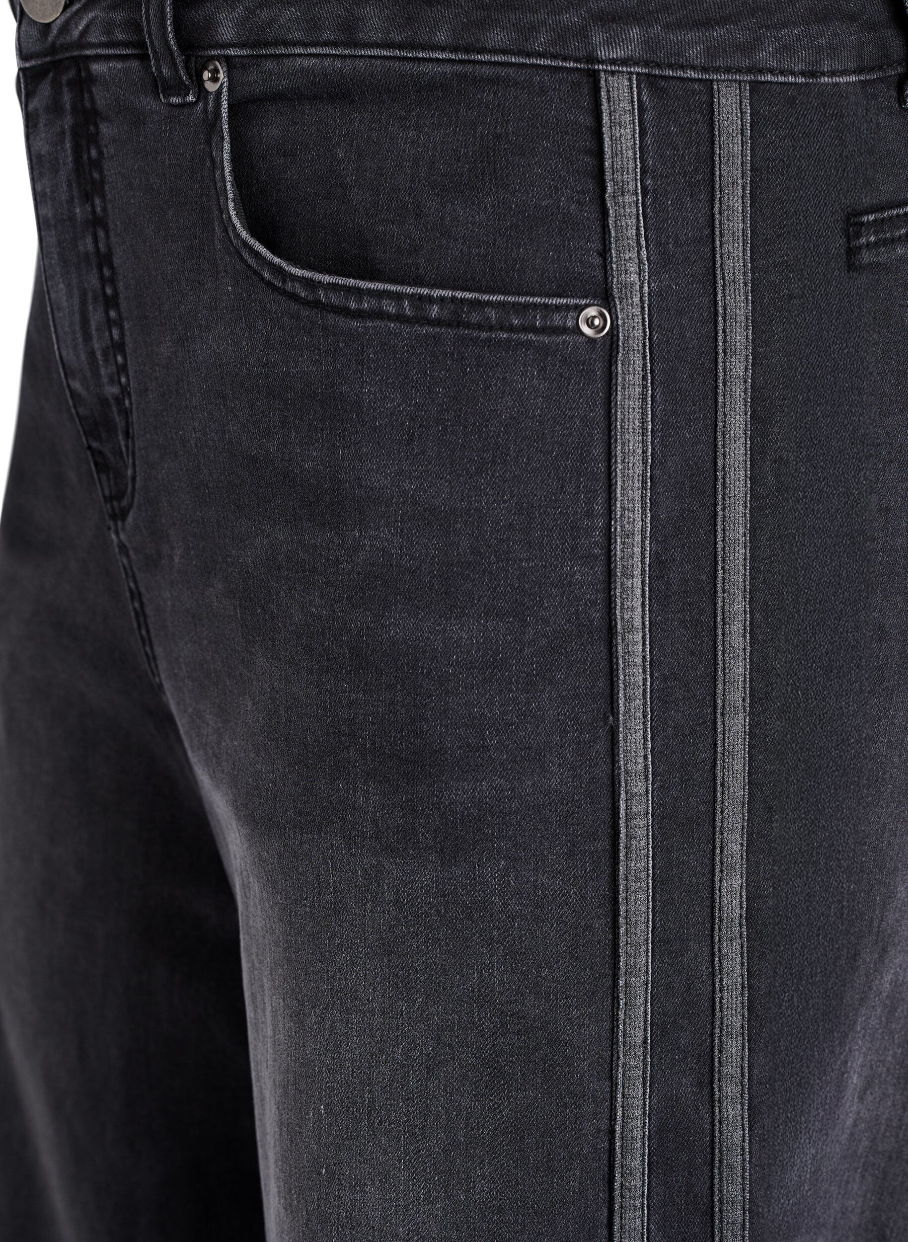 ZizzifashionWide fit jeans with vertical denim details, Dark Grey, Packshot image number 2
