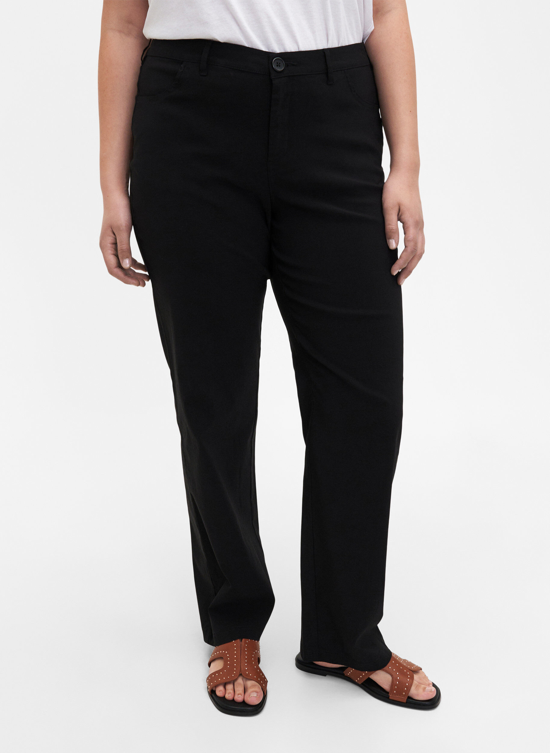 Zizzifashion Classic pants in a viscose mix, Black, Model image number 3