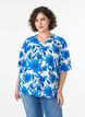 Blouse with floral print and short balloon sleeves, Vanilla, Model image number 0