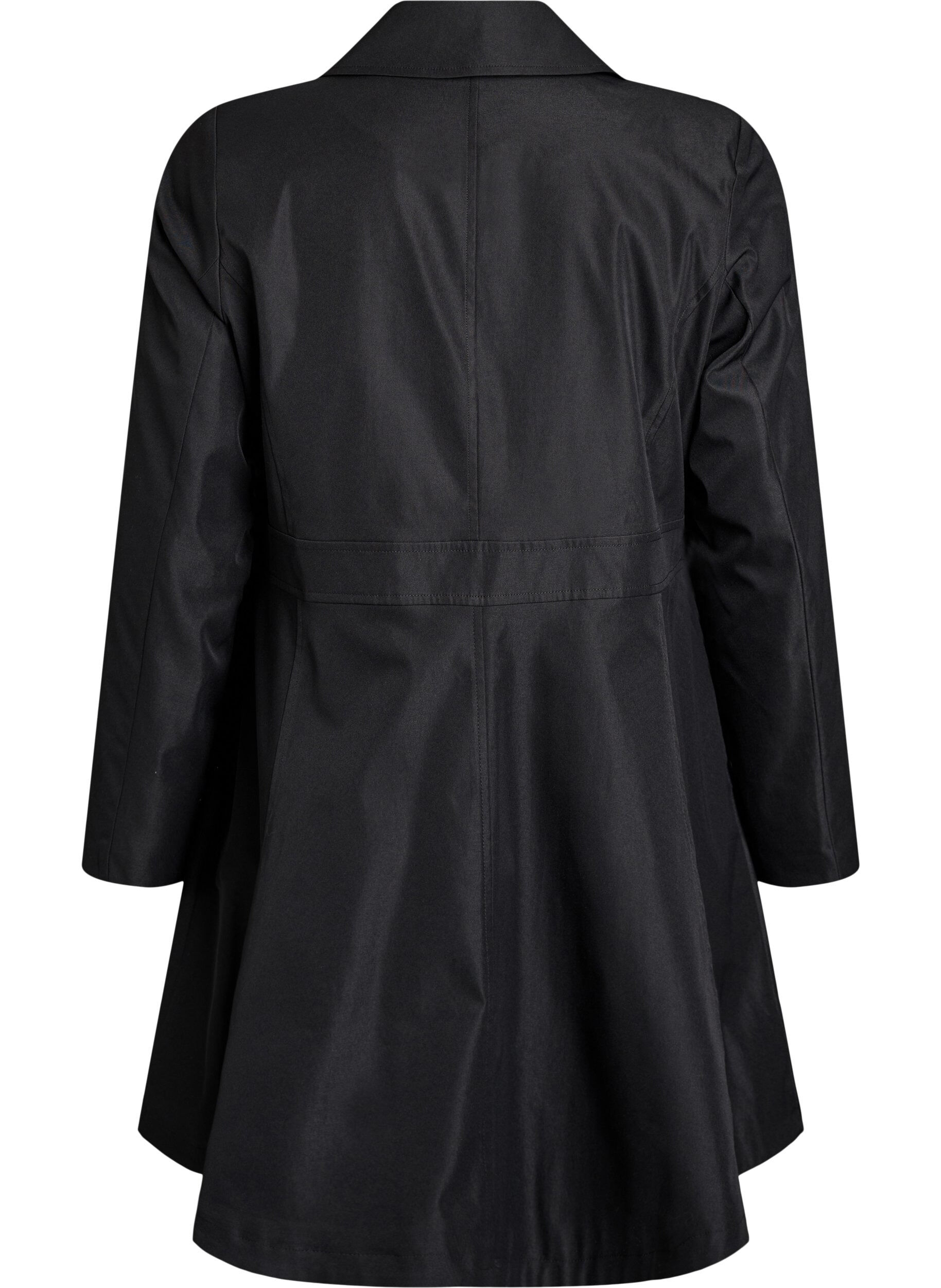 Zizzifashion A-line spring coat with double-breasted fastening, Black, Packshot image number 1