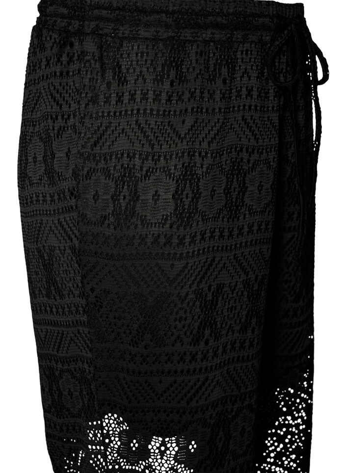 Eyelet lace trousers with straight legs, Black, Packshot image number 2