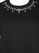 T-shirt with round neck and rhinestones, Black, Packshot image number 2