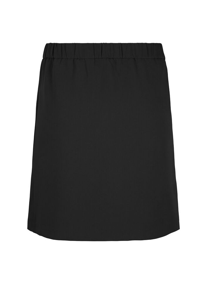 Short skirt with elasticated waist at the back, Black, Packshot image number 1