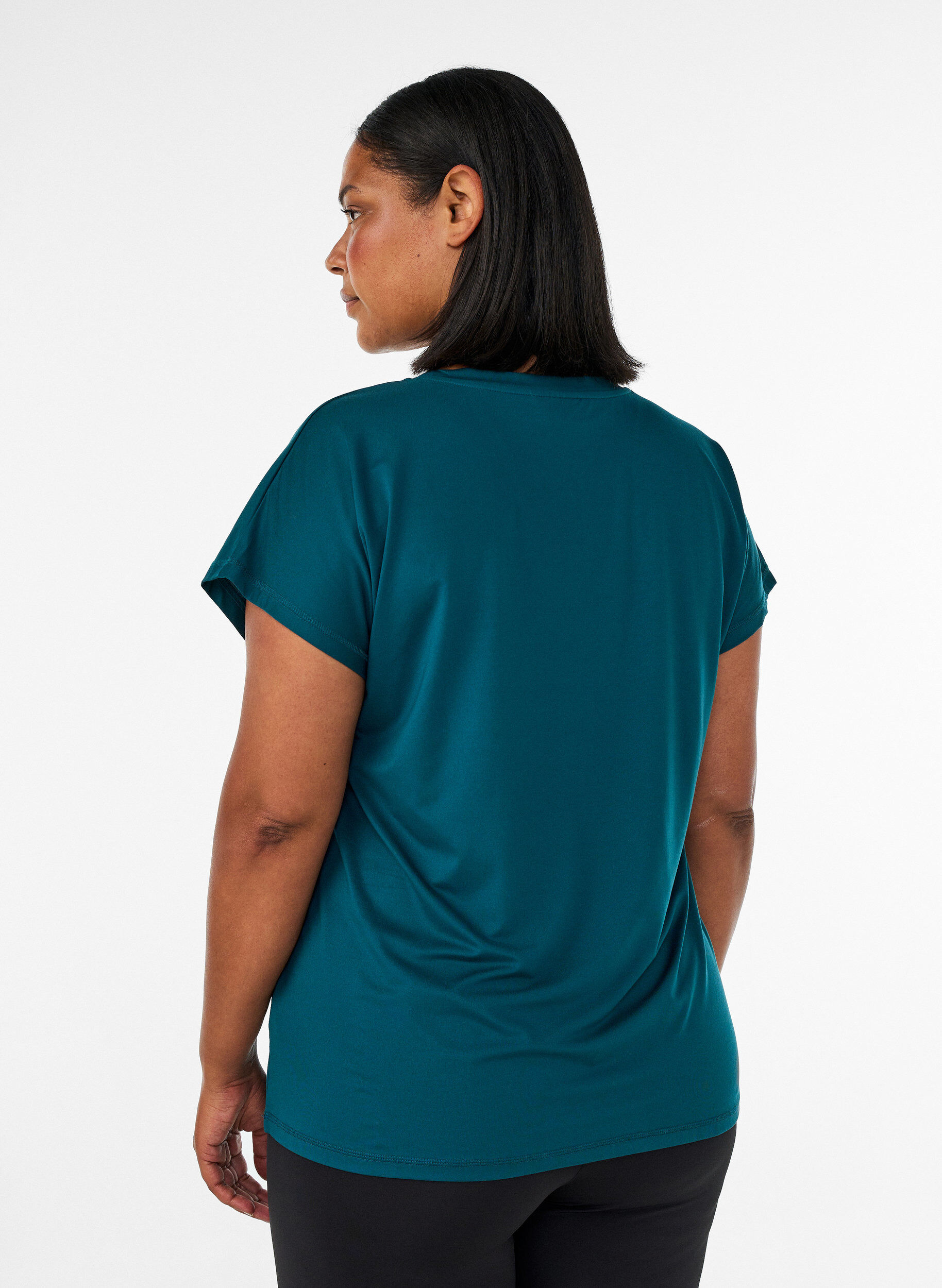 ZizzifashionLoose training t-shirt with v-neck, Green, Model image number 2