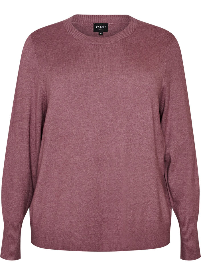Knitted blouse with a round neck, Rose, Packshot image number 0