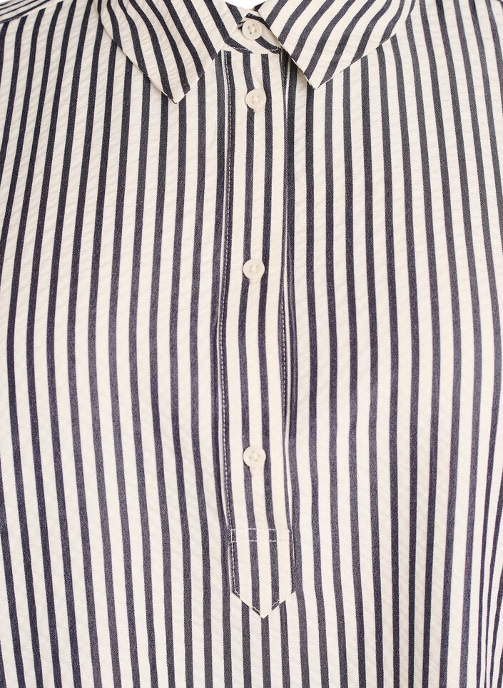 Striped shirt with button detail on the back, Black, Packshot image number 2